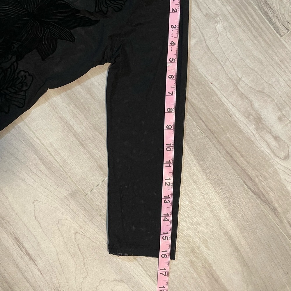 LOVE CULTURE Sheer Black Floral Long Sleeve Onesie -See Measurements - Picture 10 of 13